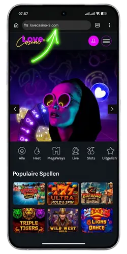 Open de officiële website LoveCasino