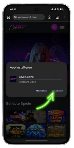Verknüpfung hinzufügen Love Casino