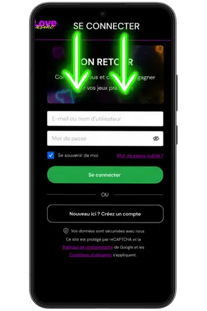 Pour Love Casino login, entrez votre e-mail et mot de passe