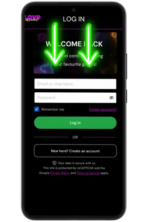 For Love Casino login enter your email and password